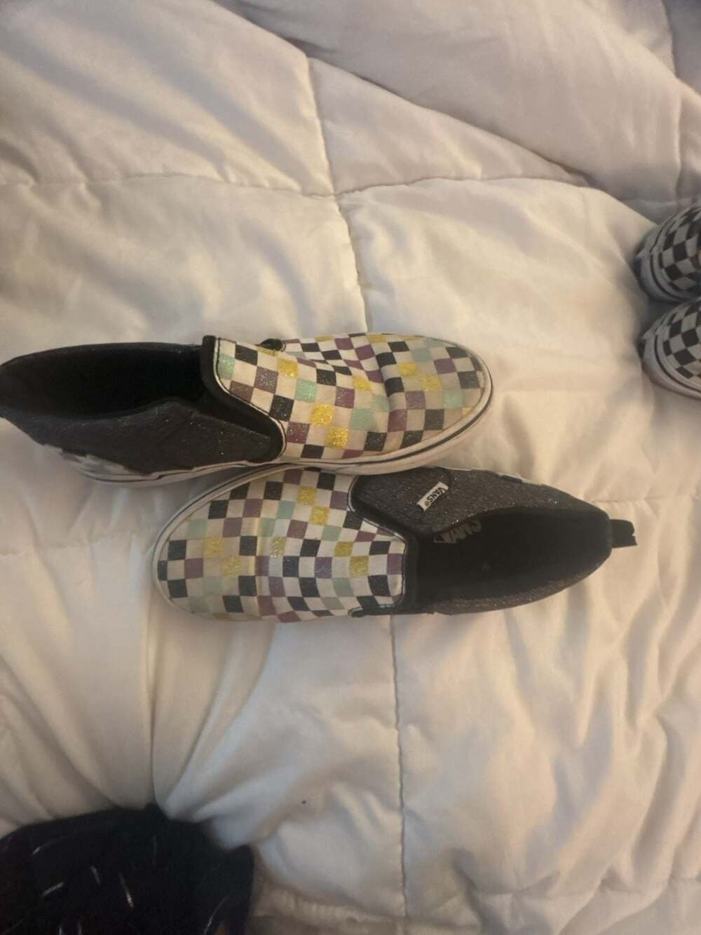 Vans Asher Glitter Checkerboard Slip-On Skate Shoes
Girls size 4